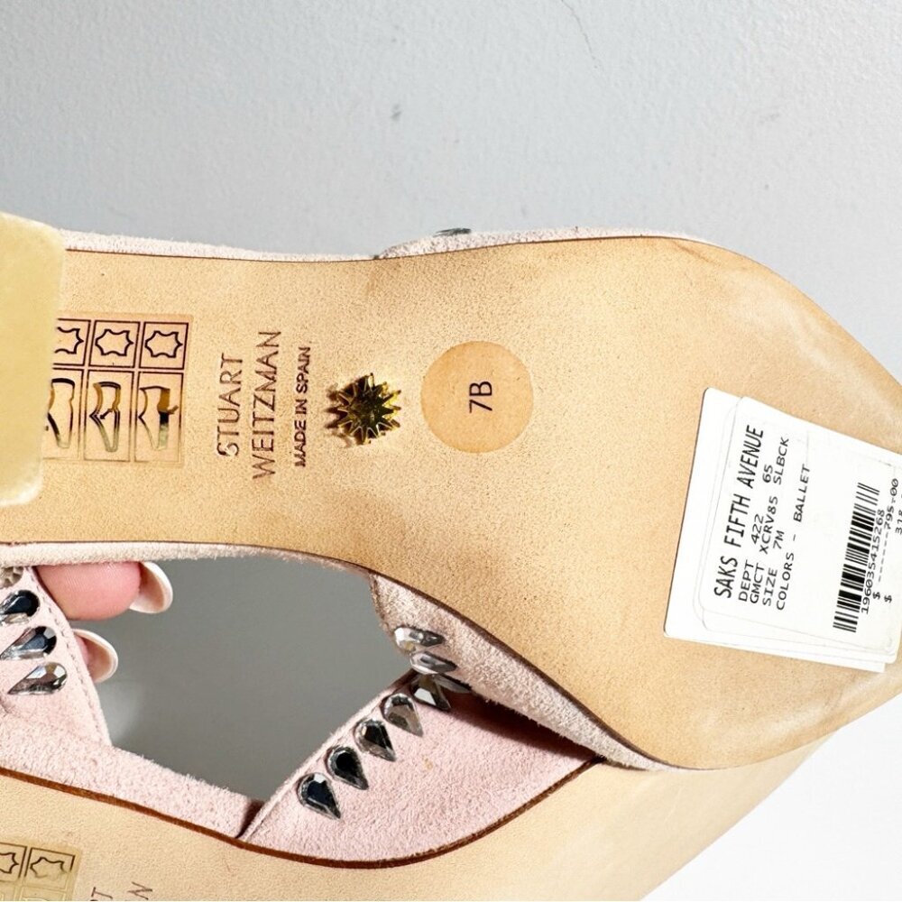 Stuart Weitzman Gemcut XCurve 85 in Suede Ballet Pink size 7 - Picture 7 of 7